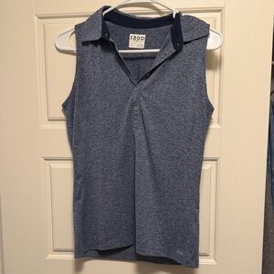 Izod Golf Heather Blue Sleeveless Polo